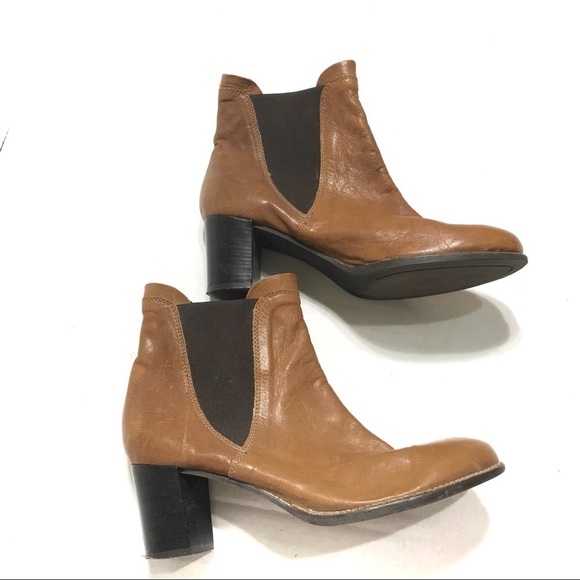 Leather Brown Ankle Boots Sz 41 Women’s Chelsea Tan - Picture 1 of 6